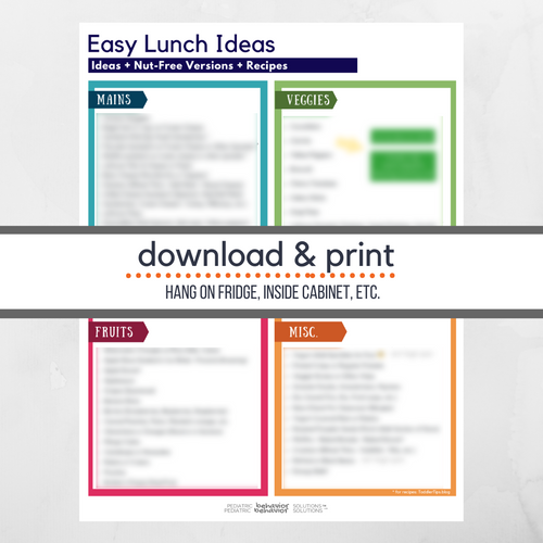 Lunch Ideas- Downloadable Print